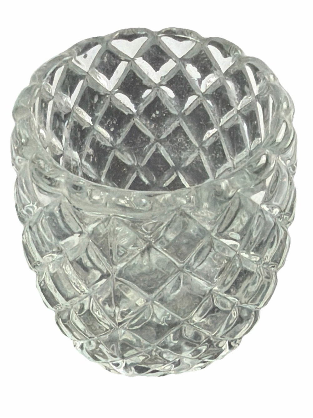 Vintage HomCo Votive Candle Holder Clear Cut Glass Diamond Pattern